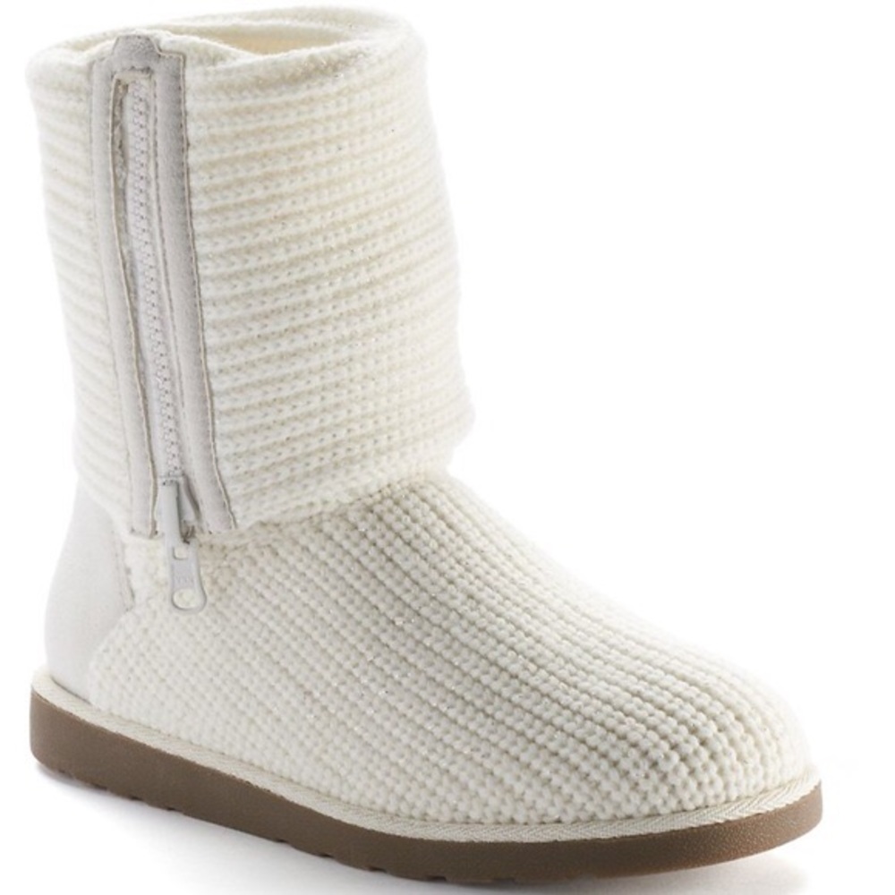 SO Women's Fold-Down Sweater Boots White - Picture 2 of 4